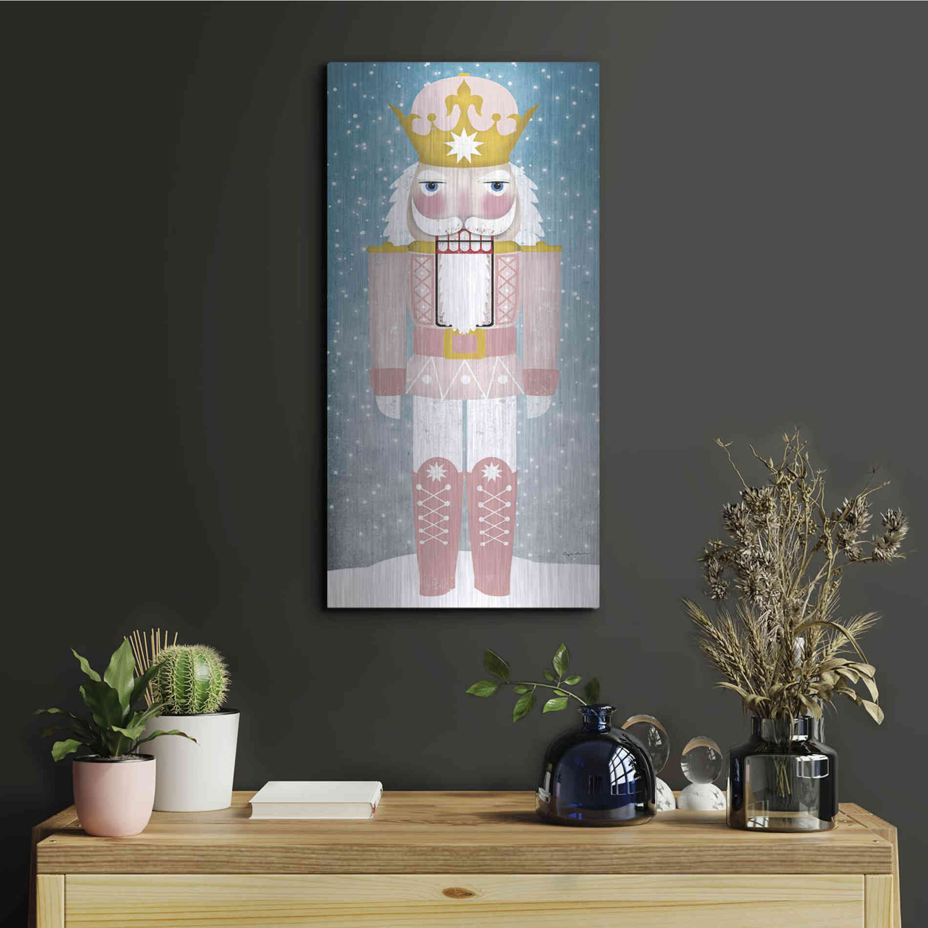 Luxe Metal Art 'Nutcracker III Blush' by Ryan Fowler, Metal Wall Art,12x24
