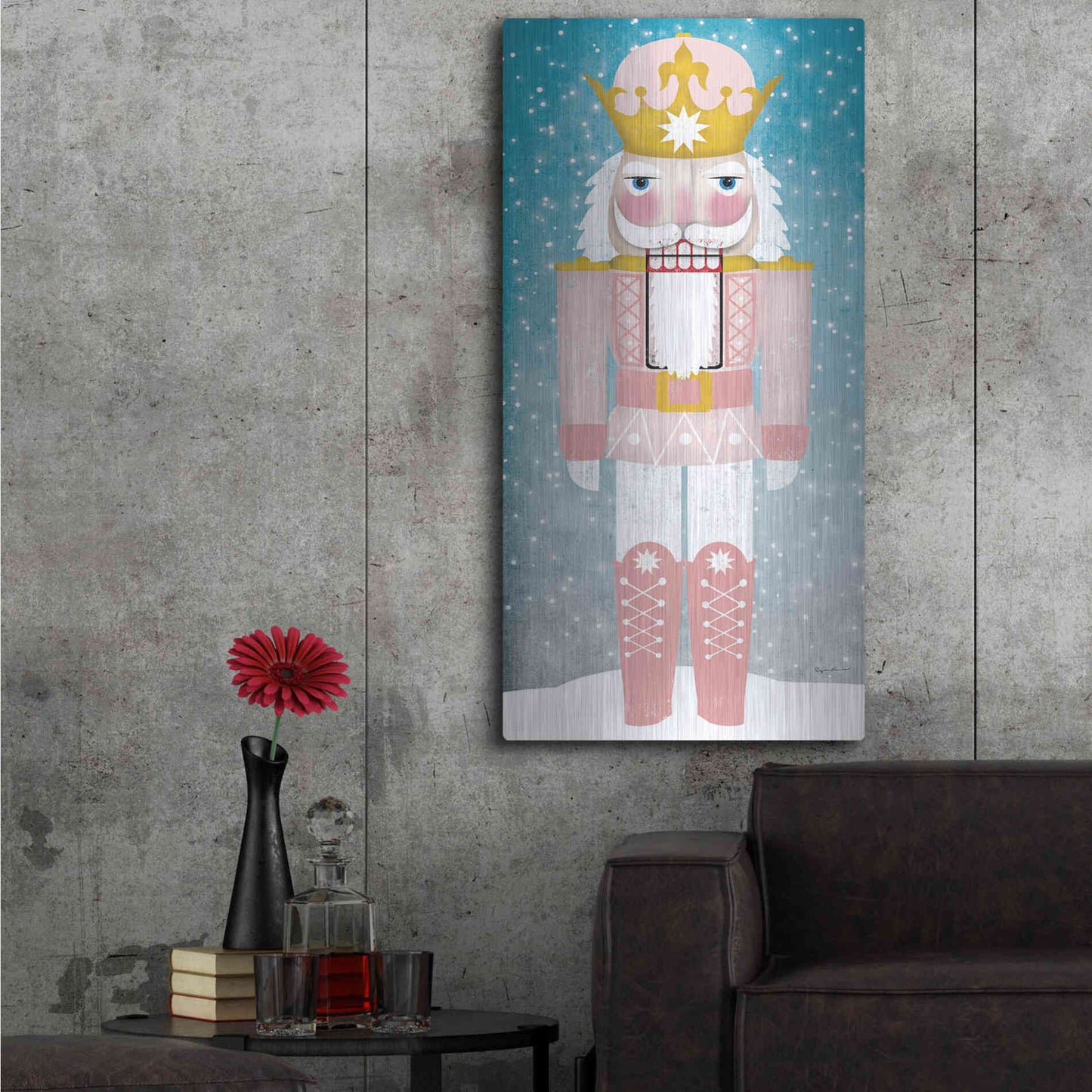 Luxe Metal Art 'Nutcracker III Blush' by Ryan Fowler, Metal Wall Art,24x48