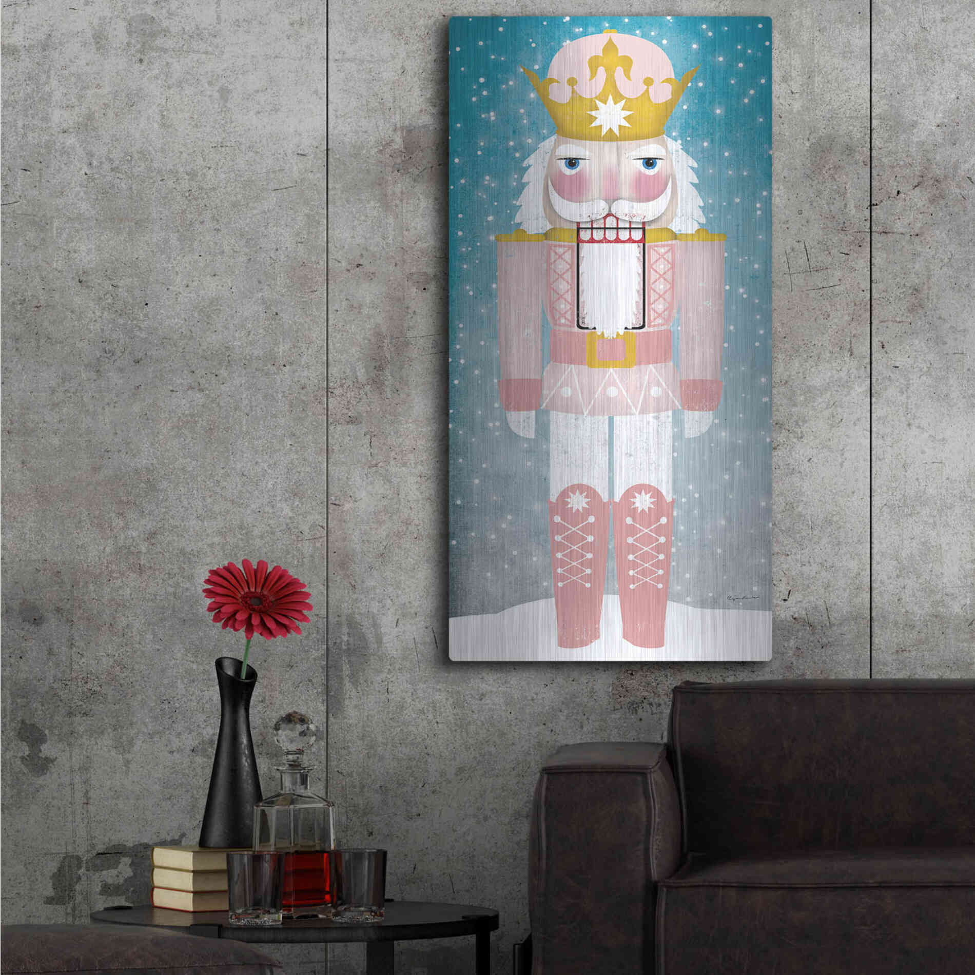 Luxe Metal Art 'Nutcracker III Blush' by Ryan Fowler, Metal Wall Art,24x48