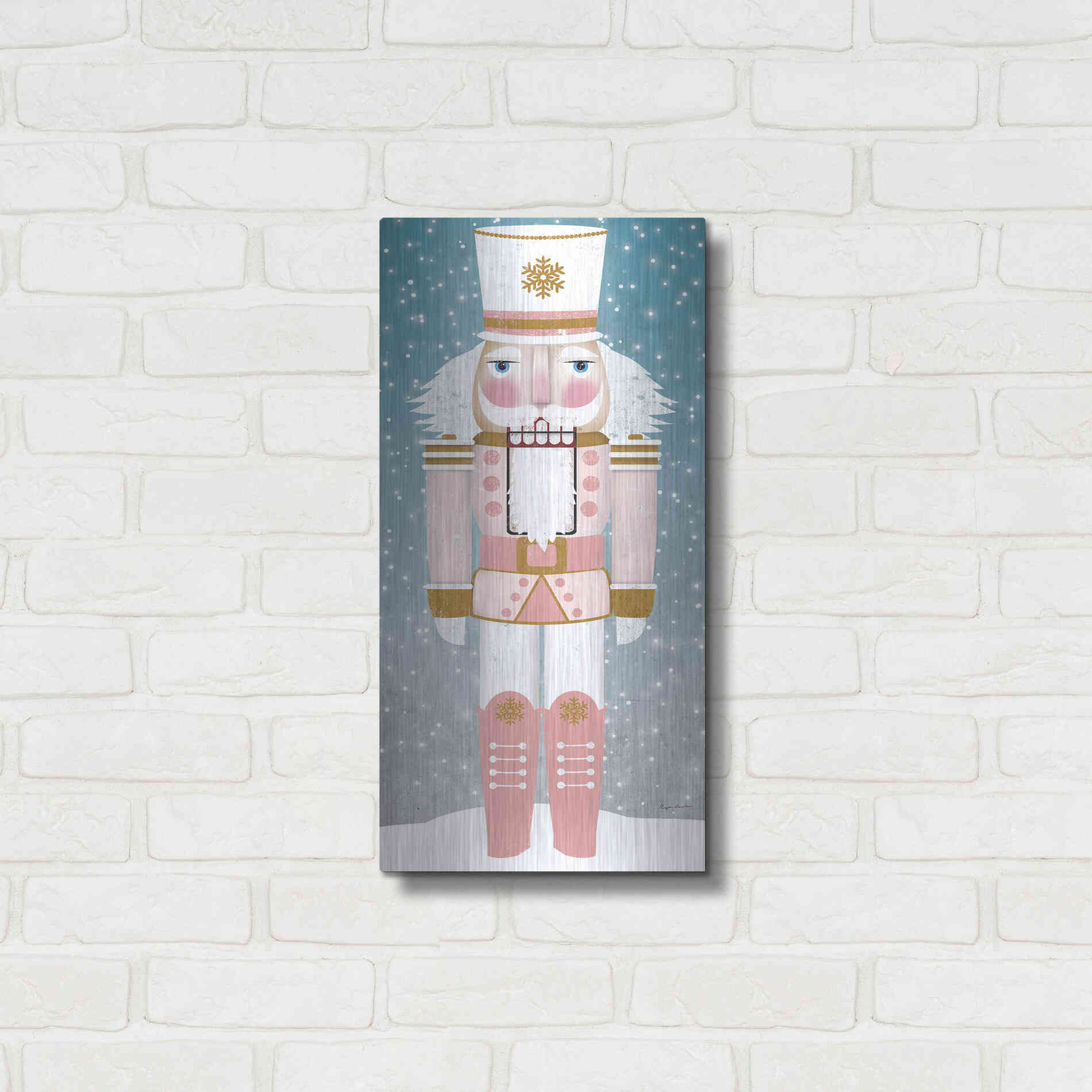 Luxe Metal Art 'Nutcracker Iv Blush' by Ryan Fowler, Metal Wall Art,12x24