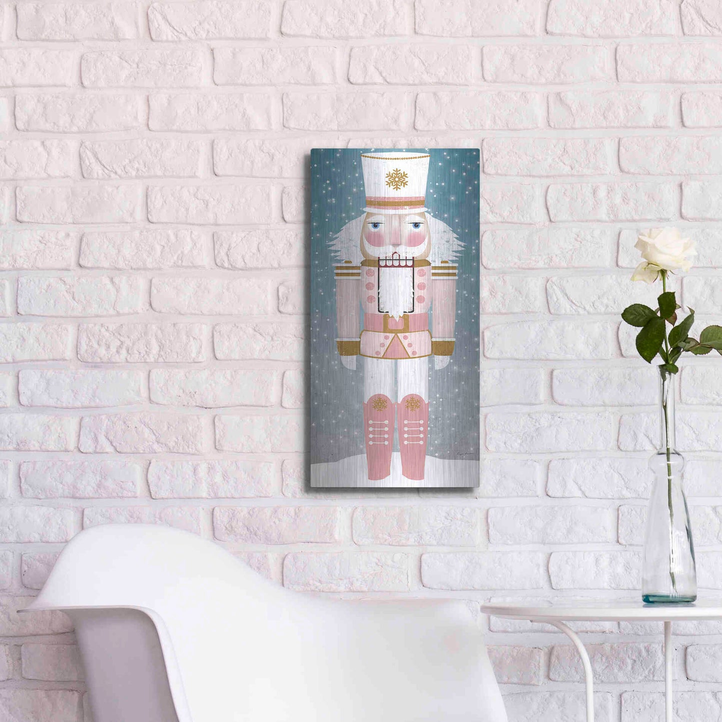 Luxe Metal Art 'Nutcracker Iv Blush' by Ryan Fowler, Metal Wall Art,12x24
