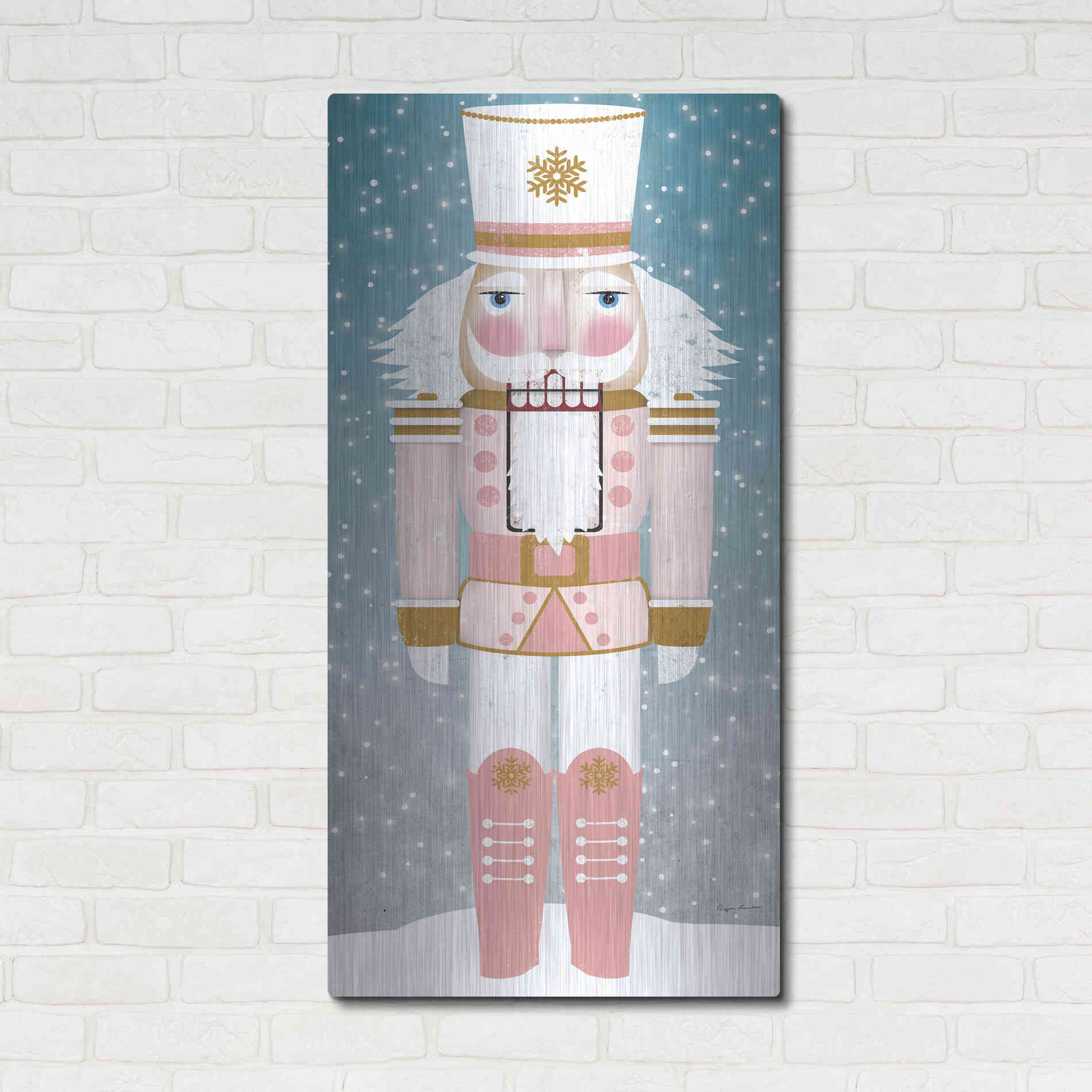 Luxe Metal Art 'Nutcracker Iv Blush' by Ryan Fowler, Metal Wall Art,24x48