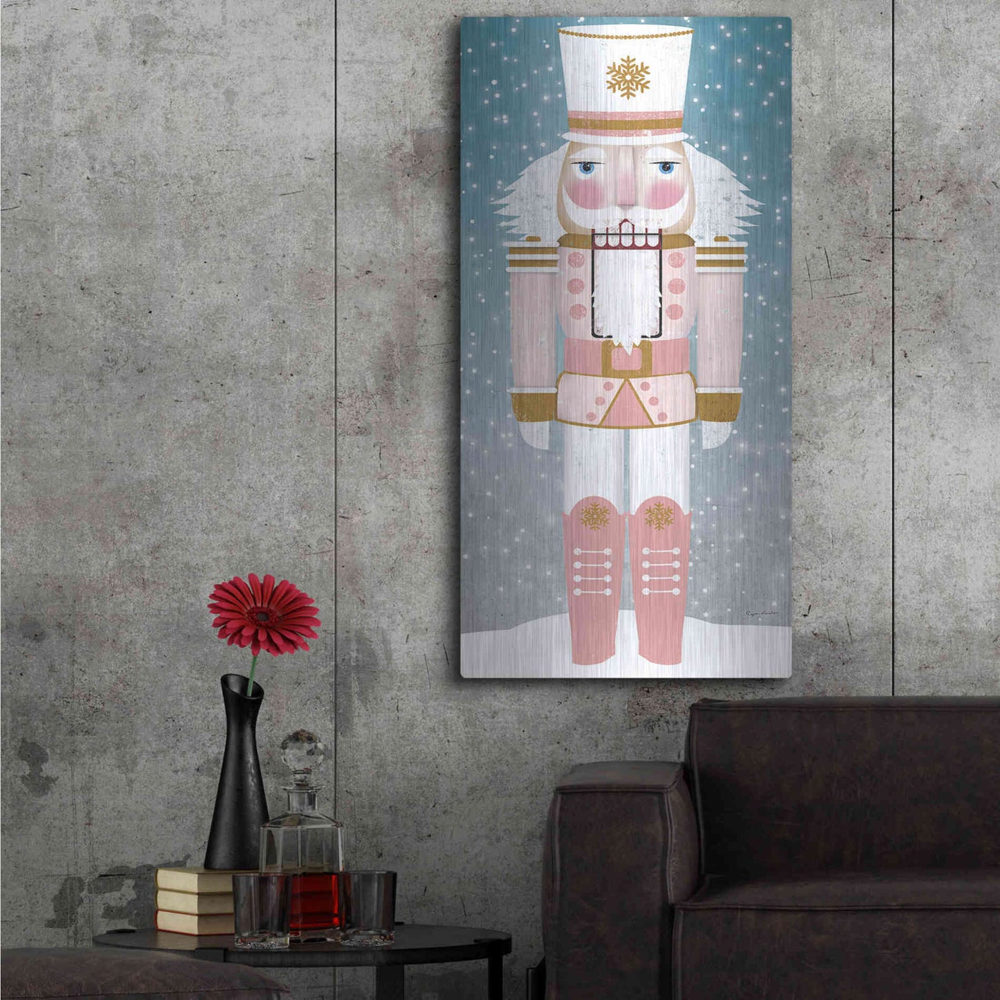 Luxe Metal Art 'Nutcracker Iv Blush' by Ryan Fowler, Metal Wall Art,24x48