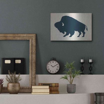 Luxe Metal Art 'Buffalo Bison I On Beige' by Ryan Fowler, Metal Wall Art,16x12
