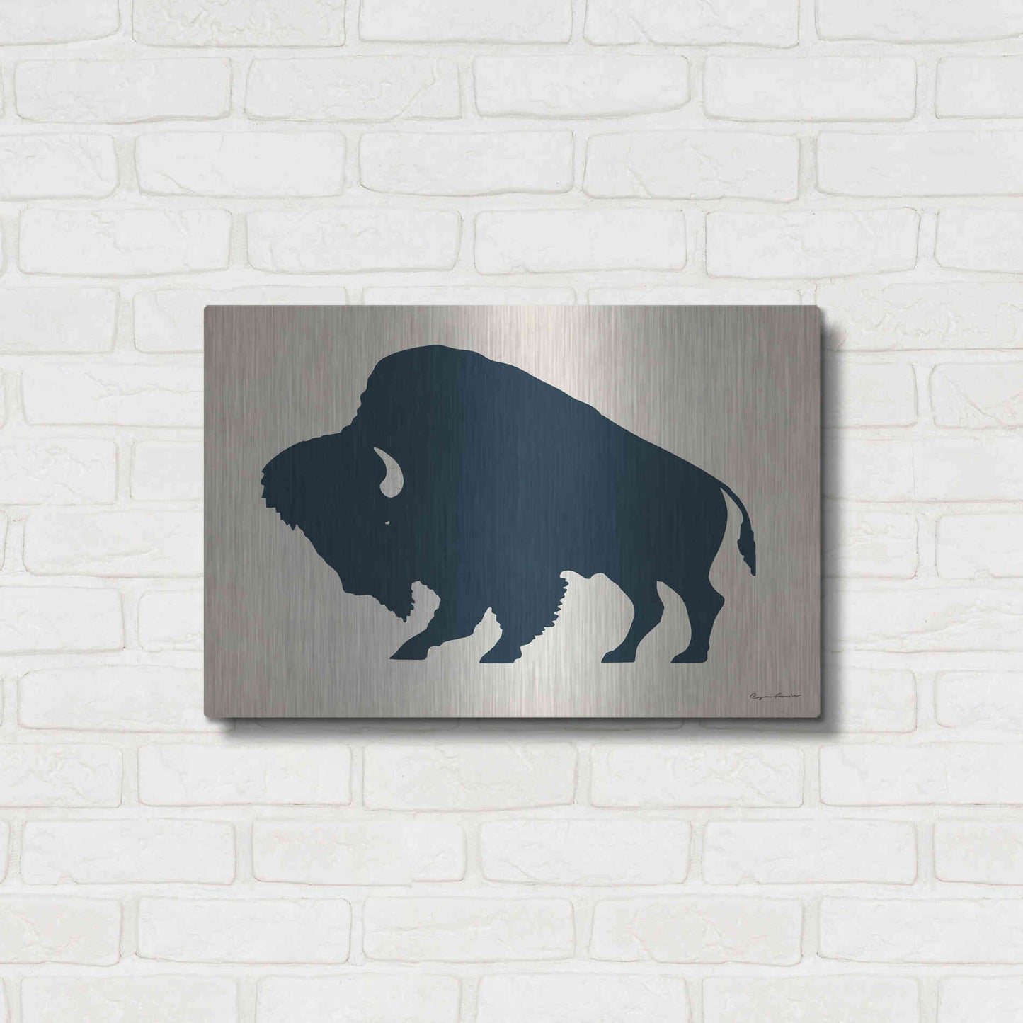 Luxe Metal Art 'Buffalo Bison I On Beige' by Ryan Fowler, Metal Wall Art,24x16