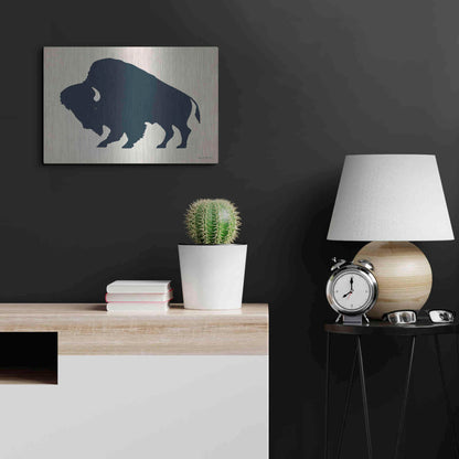 Luxe Metal Art 'Buffalo Bison I On Beige' by Ryan Fowler, Metal Wall Art,24x16