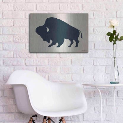 Luxe Metal Art 'Buffalo Bison I On Beige' by Ryan Fowler, Metal Wall Art,24x16