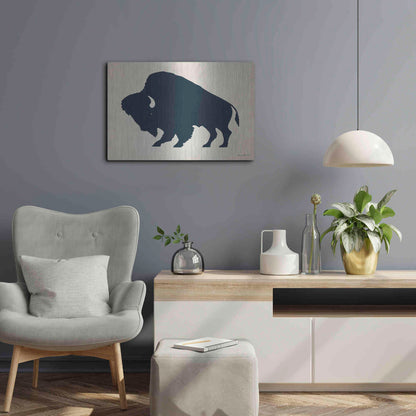 Luxe Metal Art 'Buffalo Bison I On Beige' by Ryan Fowler, Metal Wall Art,24x16