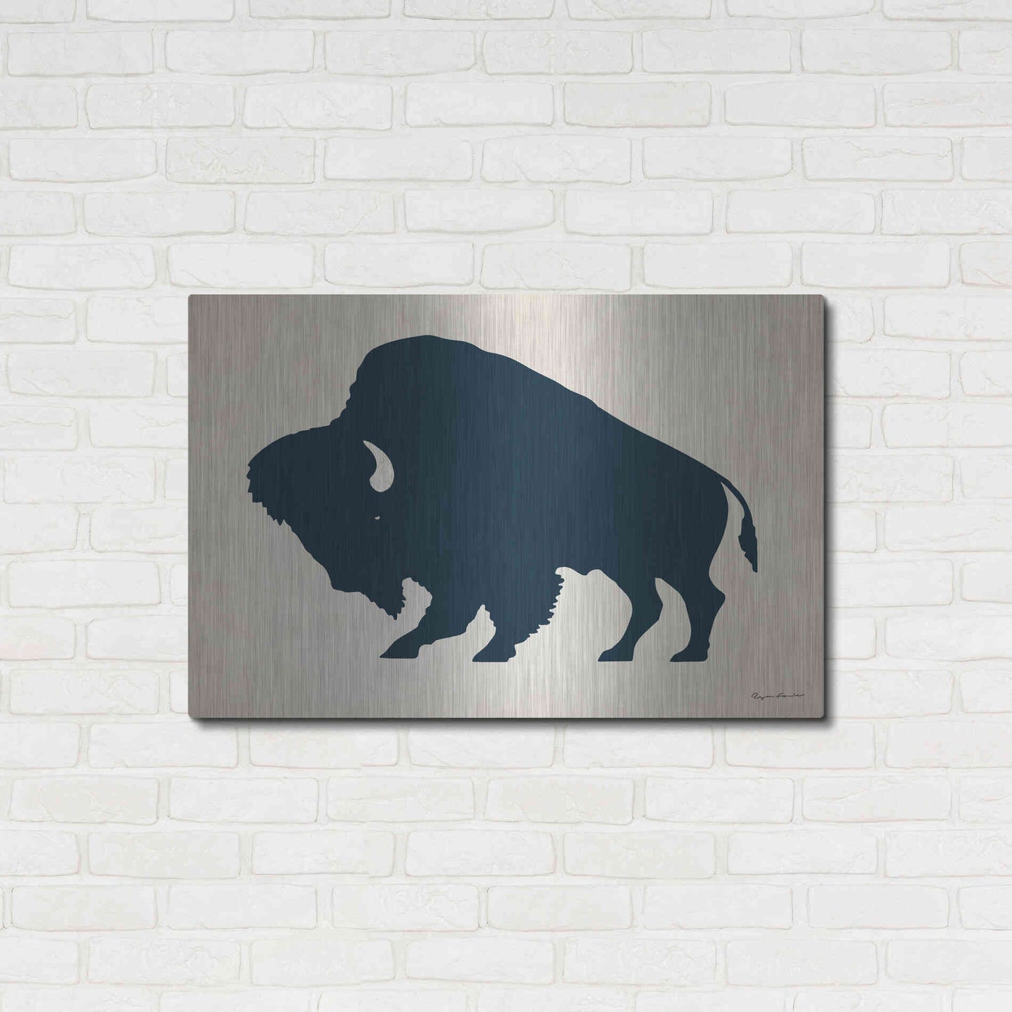 Luxe Metal Art 'Buffalo Bison I On Beige' by Ryan Fowler, Metal Wall Art,36x24