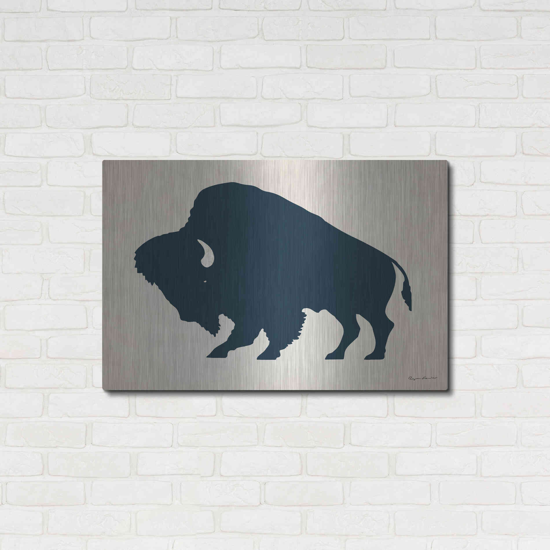 Luxe Metal Art 'Buffalo Bison I On Beige' by Ryan Fowler, Metal Wall Art,36x24