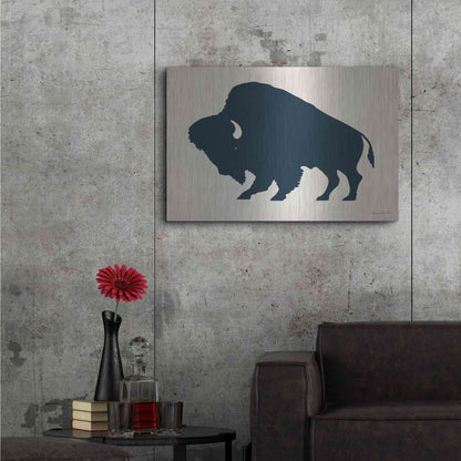 Luxe Metal Art 'Buffalo Bison I On Beige' by Ryan Fowler, Metal Wall Art,36x24