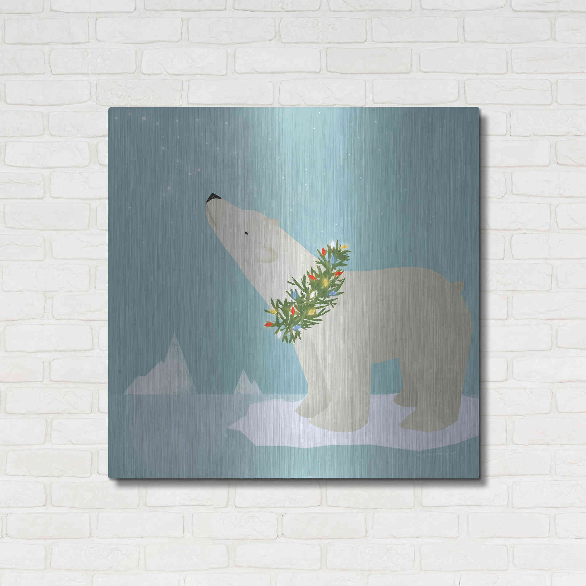 Luxe Metal Art 'Holiday Polar Bear' by Ryan Fowler, Metal Wall Art,36x36