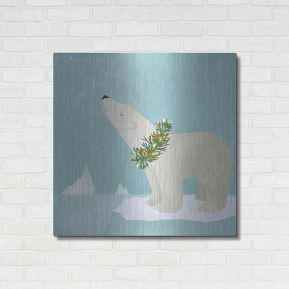Luxe Metal Art 'Holiday Polar Bear' by Ryan Fowler, Metal Wall Art,36x36