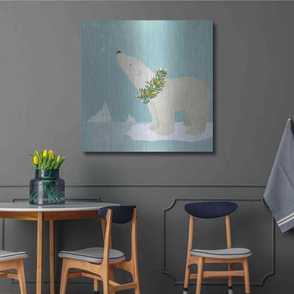 Luxe Metal Art 'Holiday Polar Bear' by Ryan Fowler, Metal Wall Art,36x36