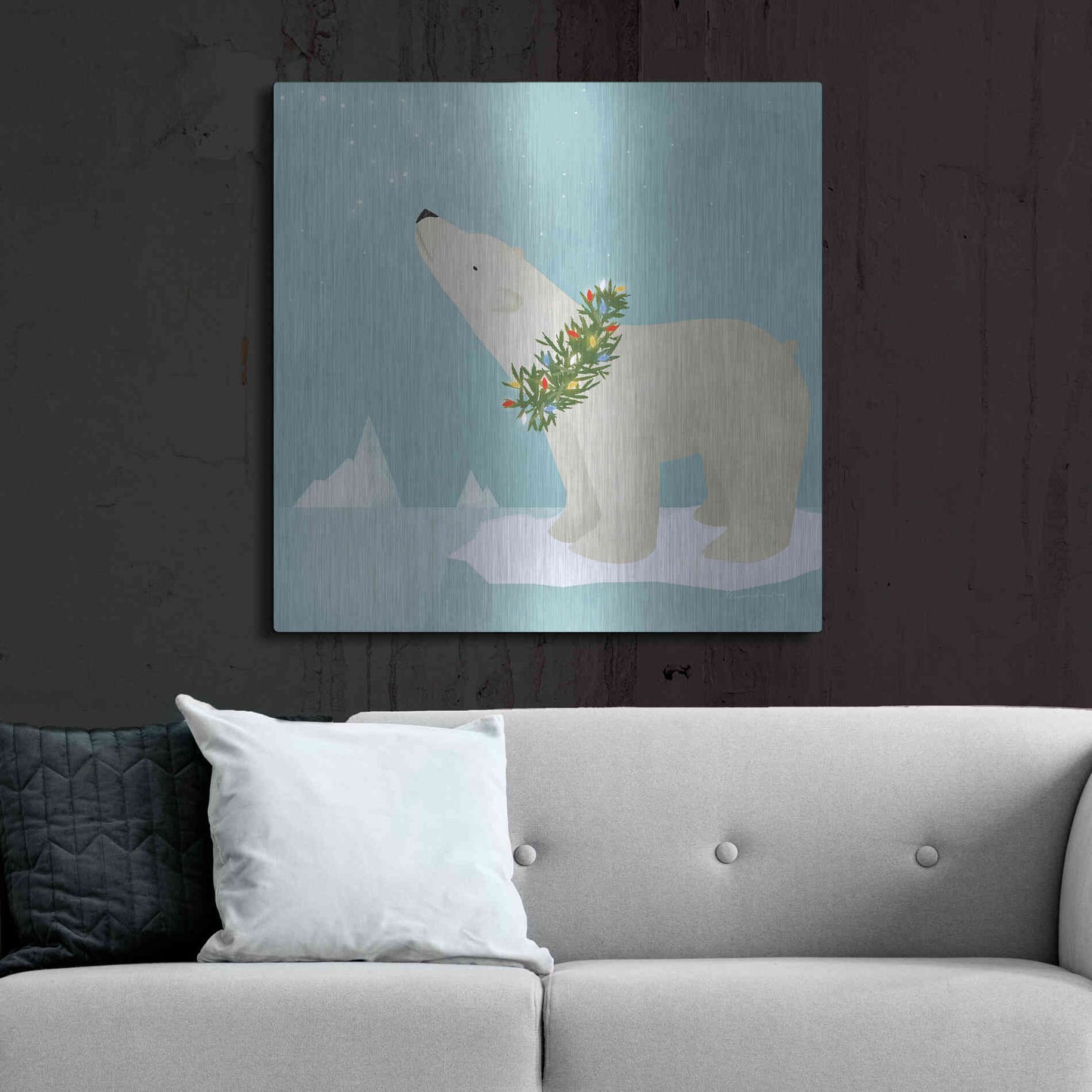 Luxe Metal Art 'Holiday Polar Bear' by Ryan Fowler, Metal Wall Art,36x36
