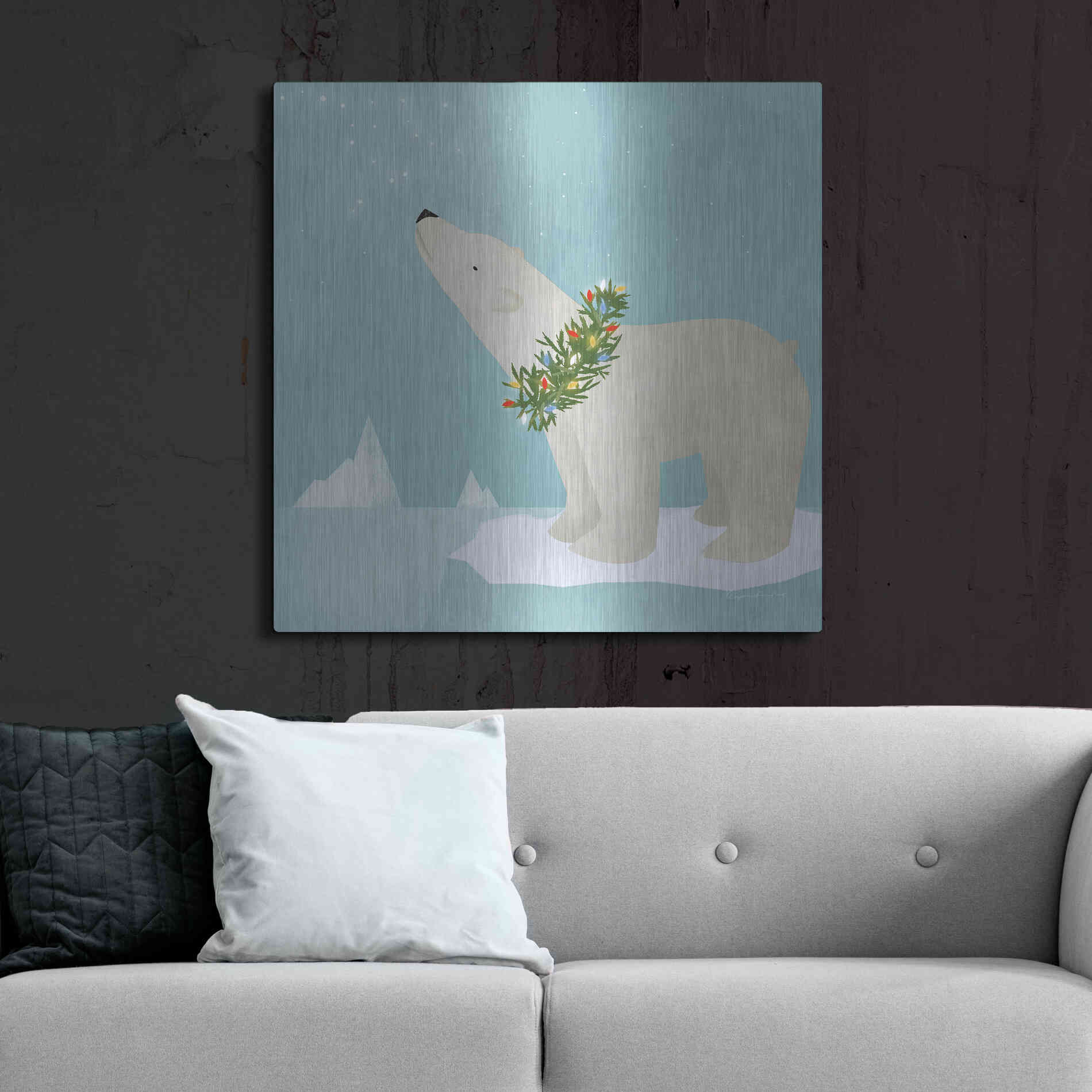 Luxe Metal Art 'Holiday Polar Bear' by Ryan Fowler, Metal Wall Art,36x36