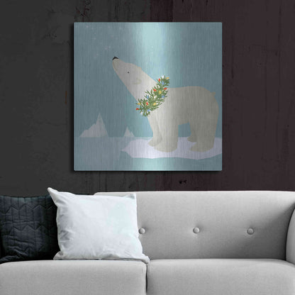 Luxe Metal Art 'Holiday Polar Bear' by Ryan Fowler, Metal Wall Art,36x36