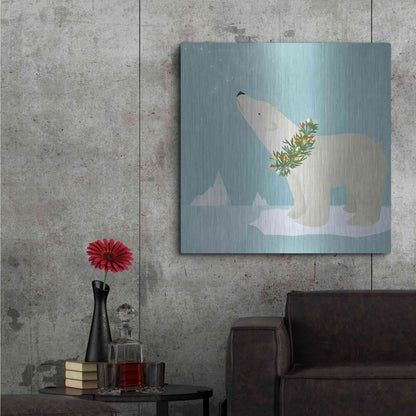 Luxe Metal Art 'Holiday Polar Bear' by Ryan Fowler, Metal Wall Art,36x36