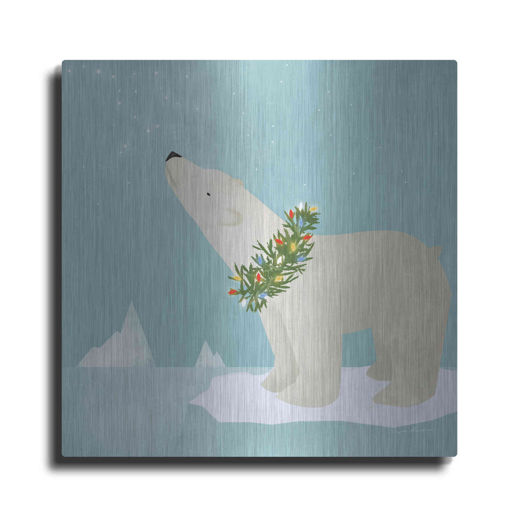 Luxe Metal Art 'Holiday Polar Bear' by Ryan Fowler, Metal Wall Art