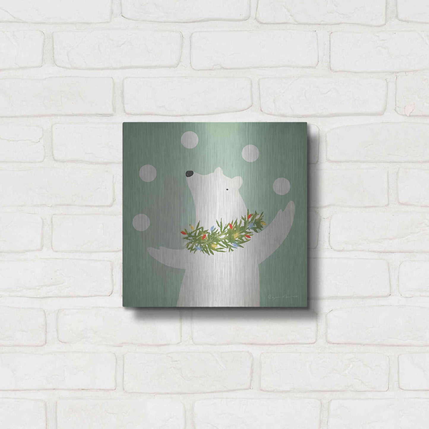 Luxe Metal Art 'Circus Polar Bear' by Ryan Fowler, Metal Wall Art,12x12