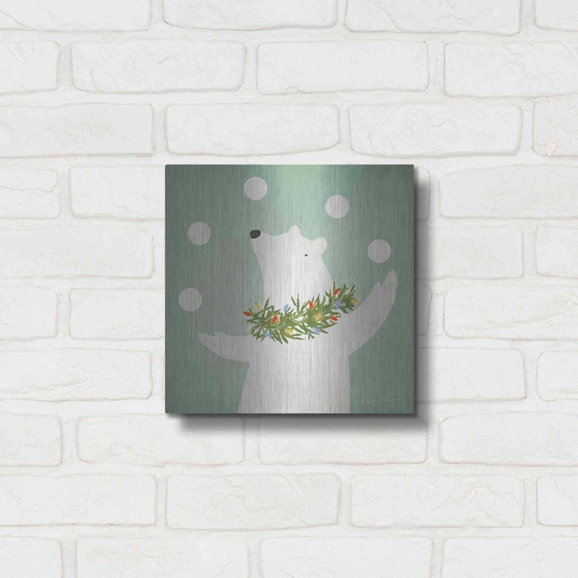 Luxe Metal Art 'Circus Polar Bear' by Ryan Fowler, Metal Wall Art,12x12