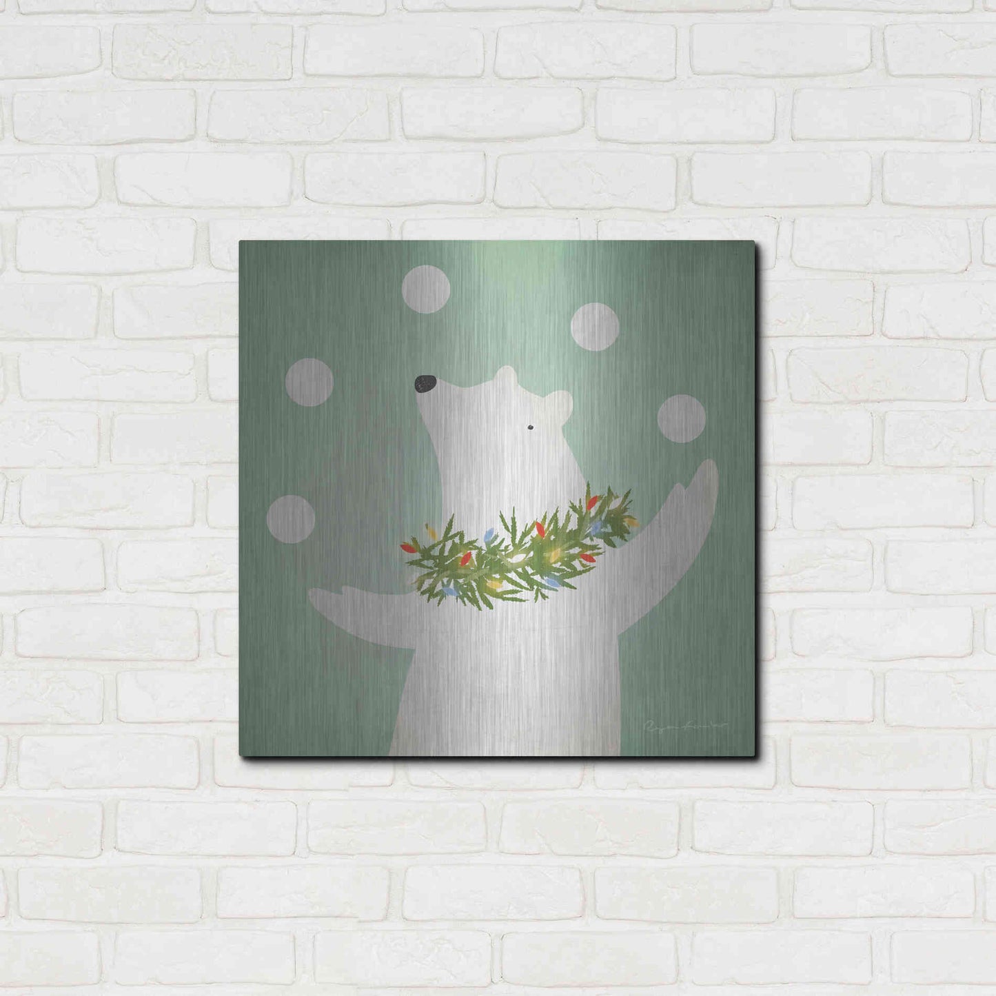 Luxe Metal Art 'Circus Polar Bear' by Ryan Fowler, Metal Wall Art,24x24