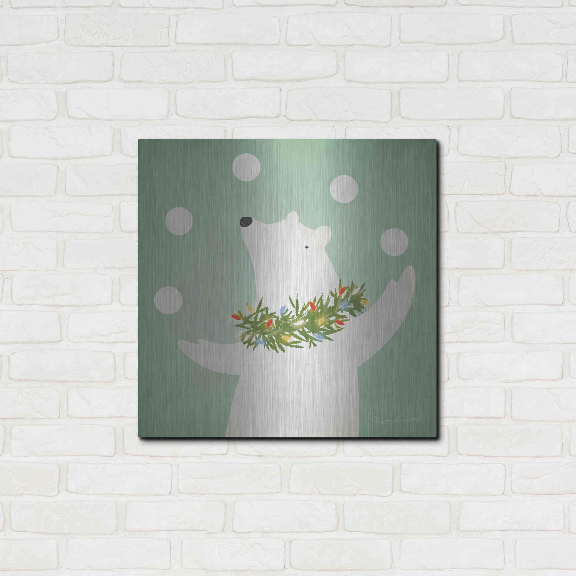 Luxe Metal Art 'Circus Polar Bear' by Ryan Fowler, Metal Wall Art,24x24