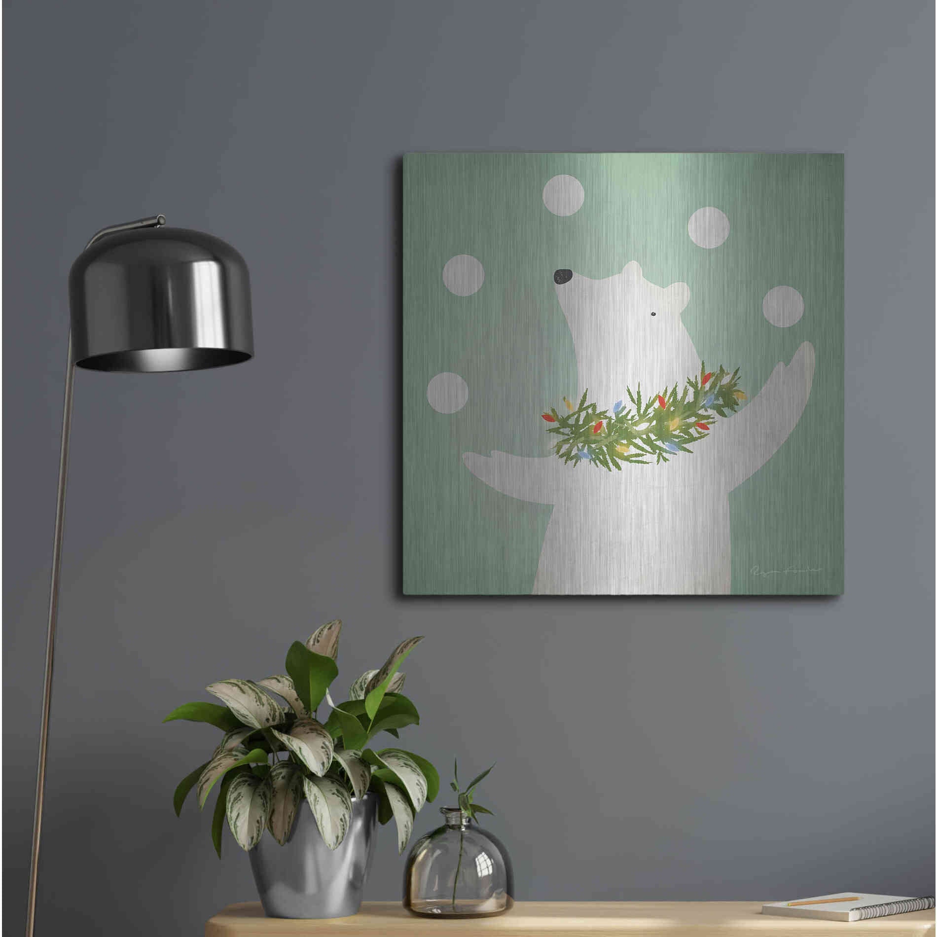 Luxe Metal Art 'Circus Polar Bear' by Ryan Fowler, Metal Wall Art,24x24