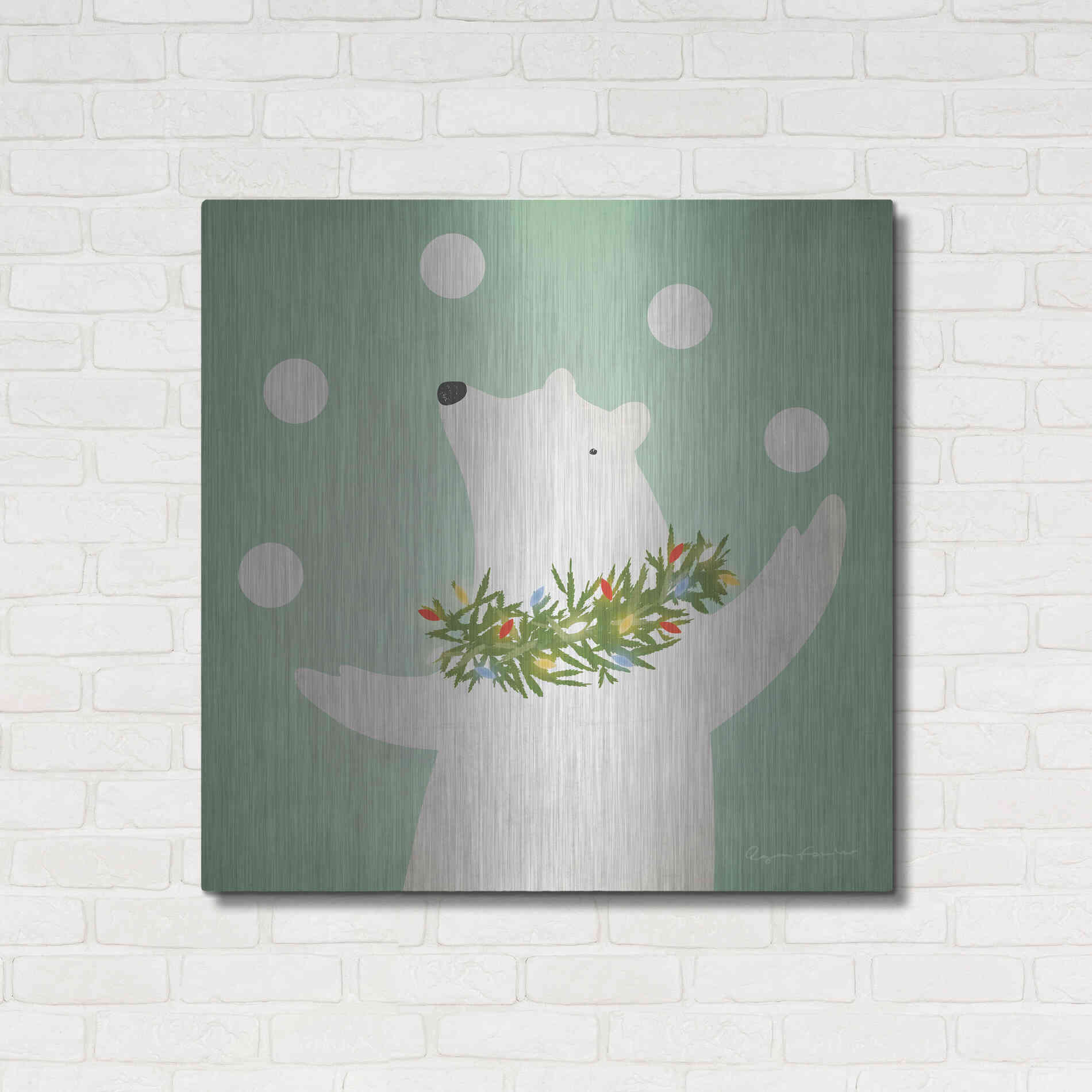 Luxe Metal Art 'Circus Polar Bear' by Ryan Fowler, Metal Wall Art,36x36