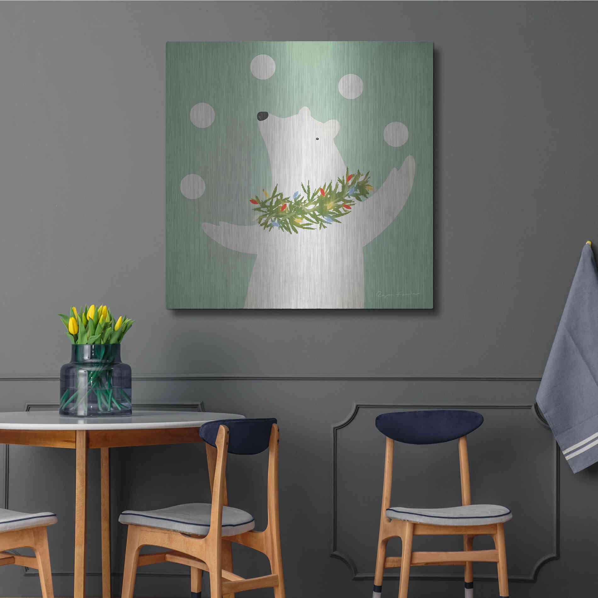 Luxe Metal Art 'Circus Polar Bear' by Ryan Fowler, Metal Wall Art,36x36