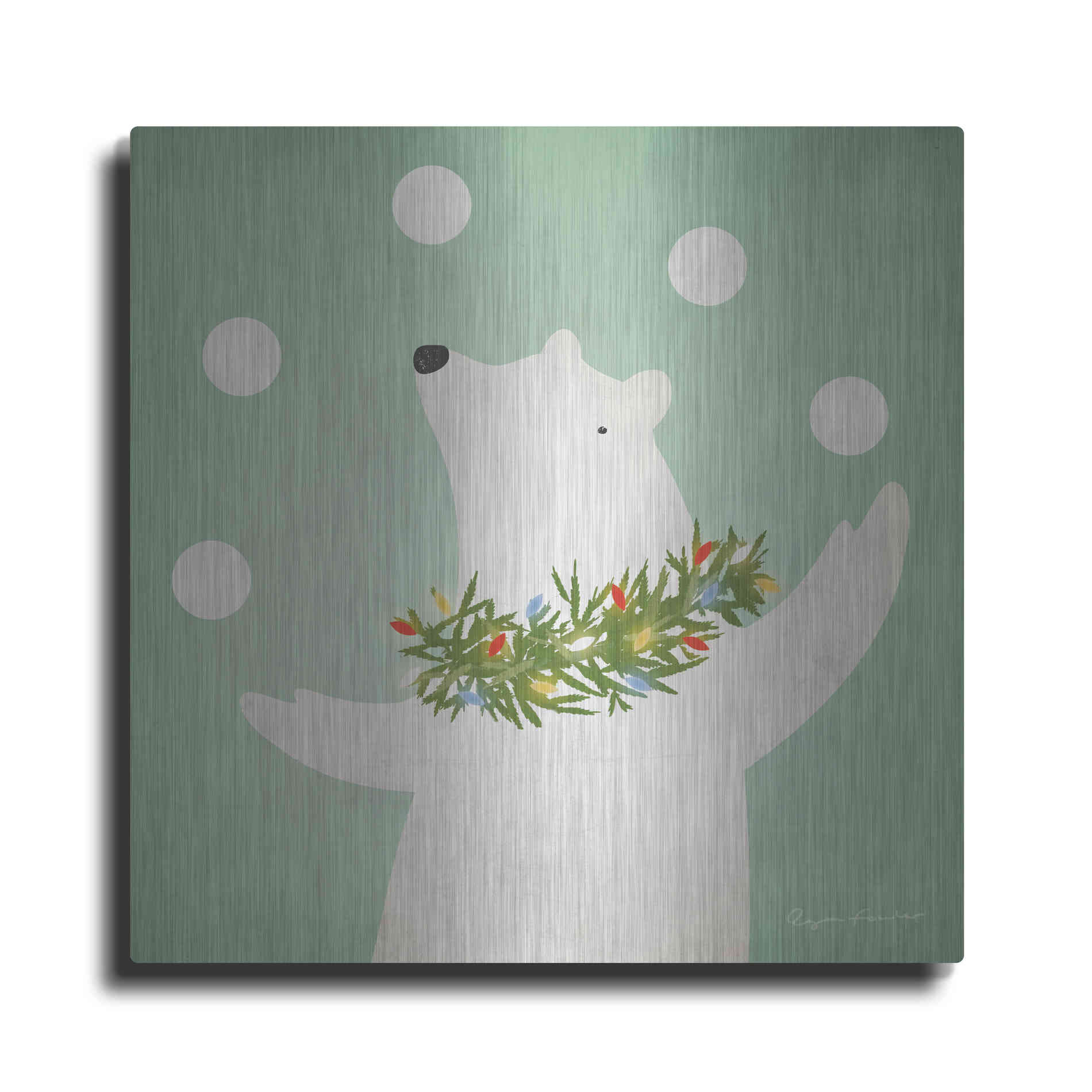 Luxe Metal Art 'Circus Polar Bear' by Ryan Fowler, Metal Wall Art