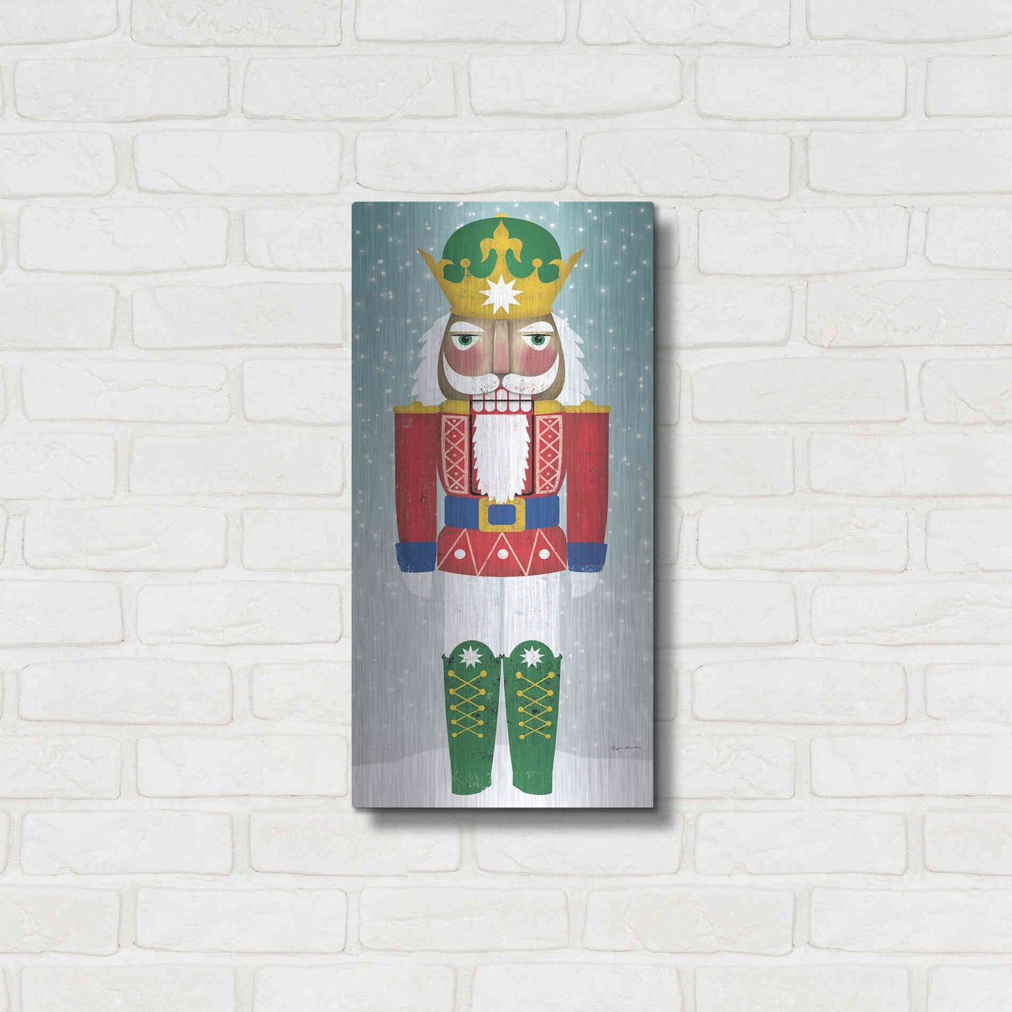 Luxe Metal Art 'Joyful Nutcracker III' by Ryan Fowler, Metal Wall Art,12x24