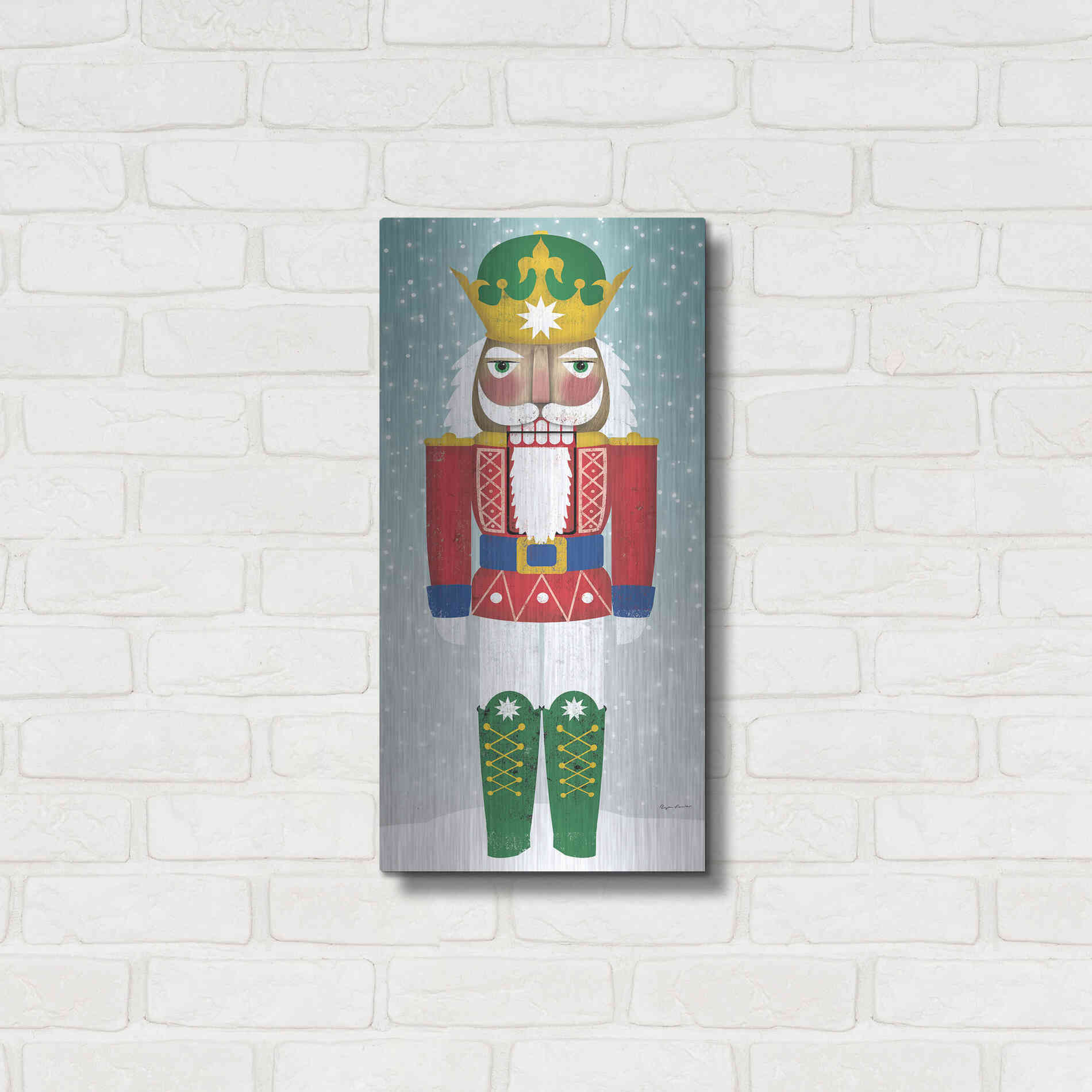 Luxe Metal Art 'Joyful Nutcracker III' by Ryan Fowler, Metal Wall Art,12x24