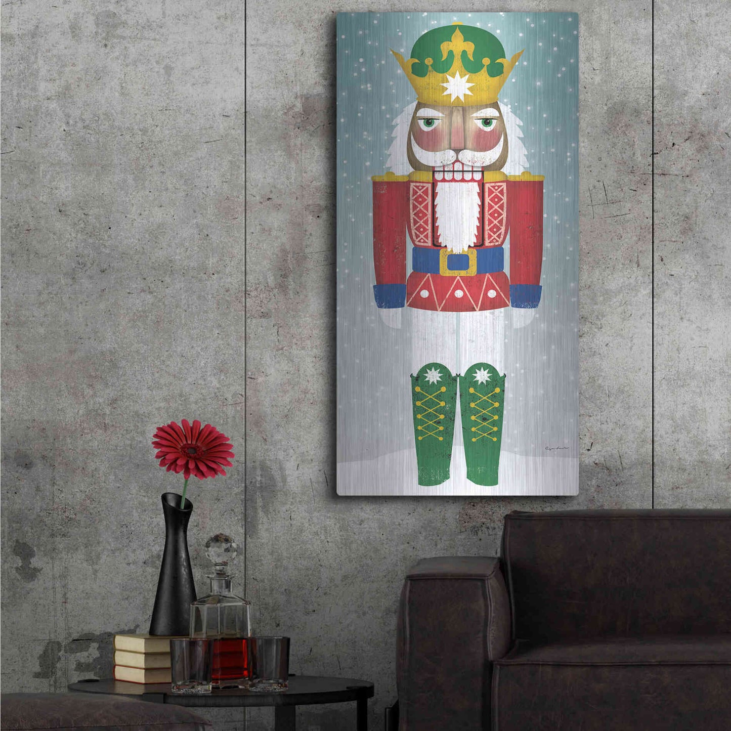 Luxe Metal Art 'Joyful Nutcracker III' by Ryan Fowler, Metal Wall Art,24x48
