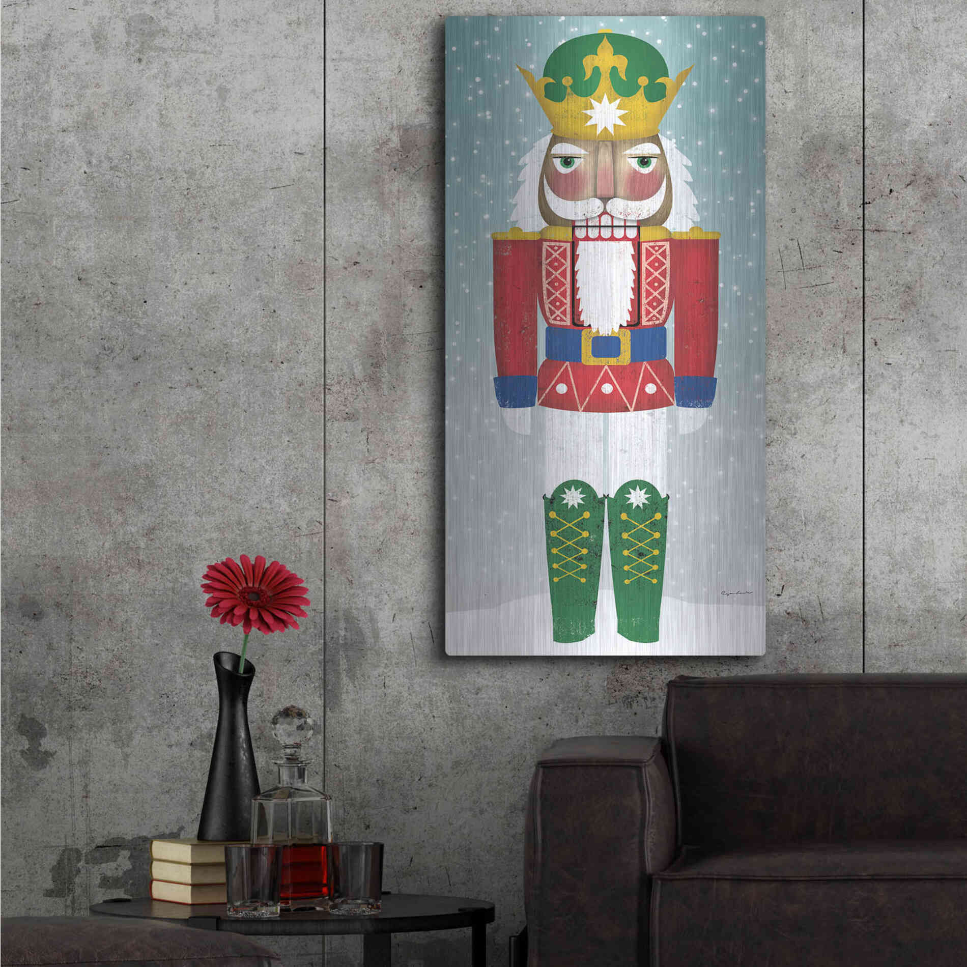 Luxe Metal Art 'Joyful Nutcracker III' by Ryan Fowler, Metal Wall Art,24x48