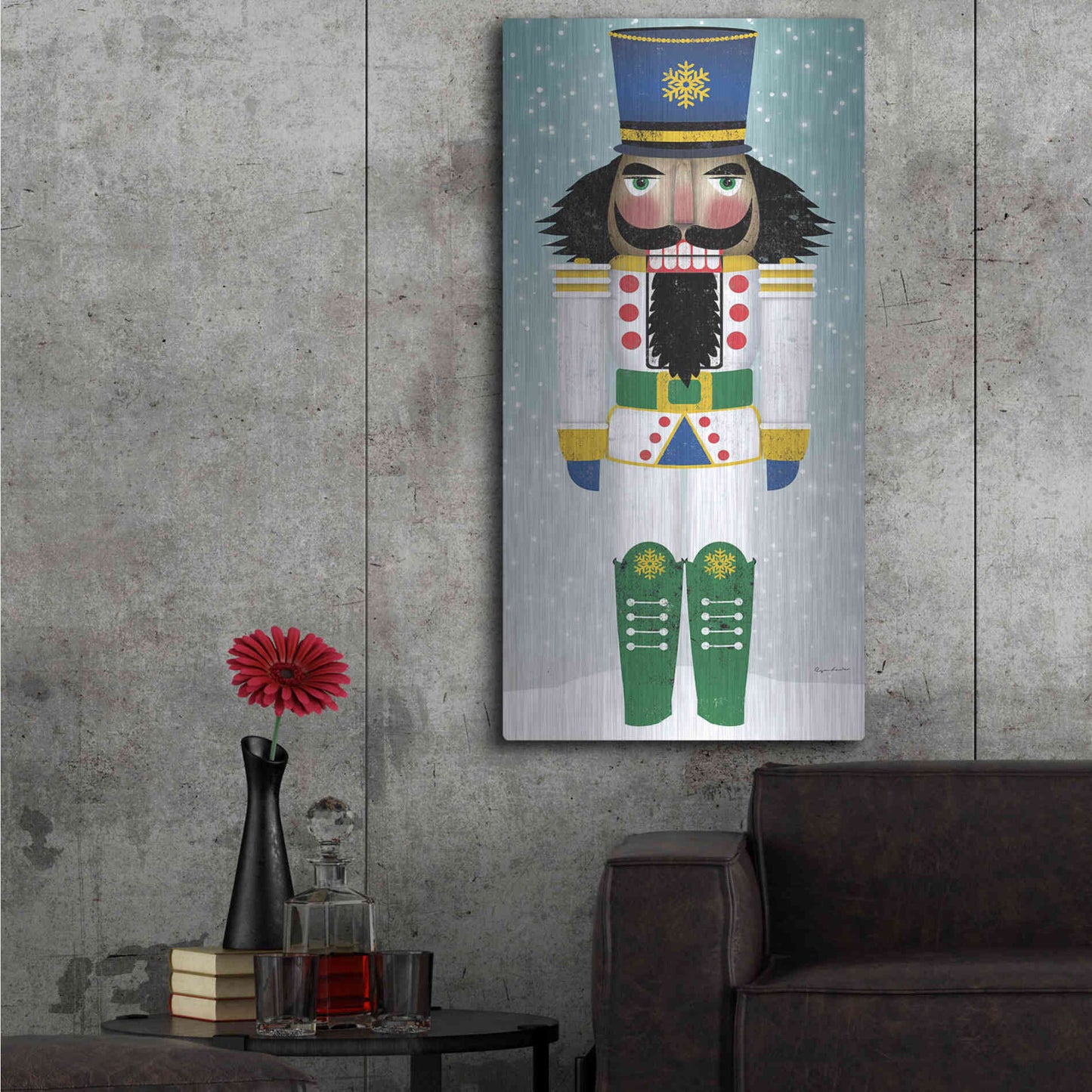 Luxe Metal Art 'Joyful Nutcracker IV' by Ryan Fowler, Metal Wall Art,24x48