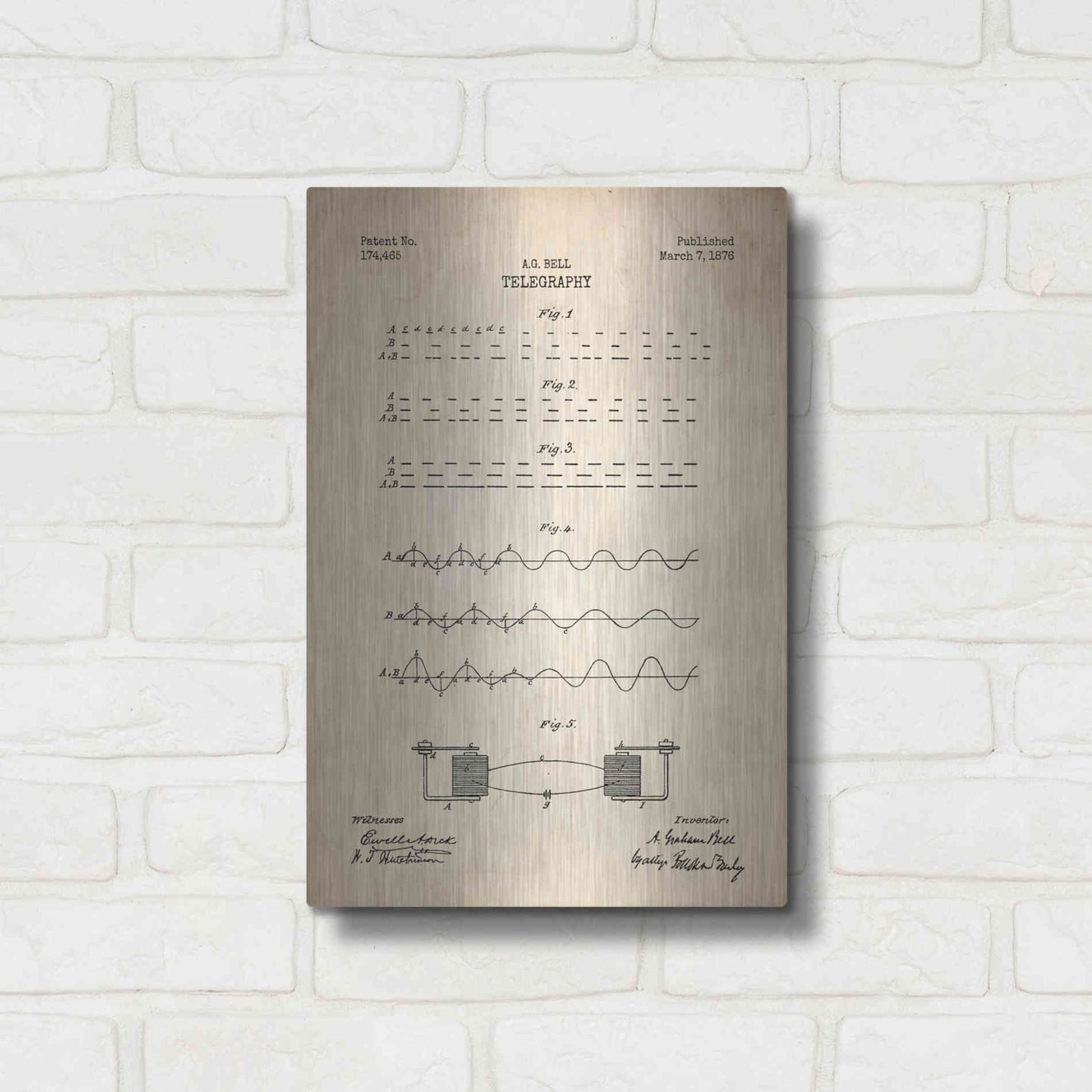 Luxe Metal Art 'Telegraphy Blueprint Patent Parchment' Metal Wall Art,12x16