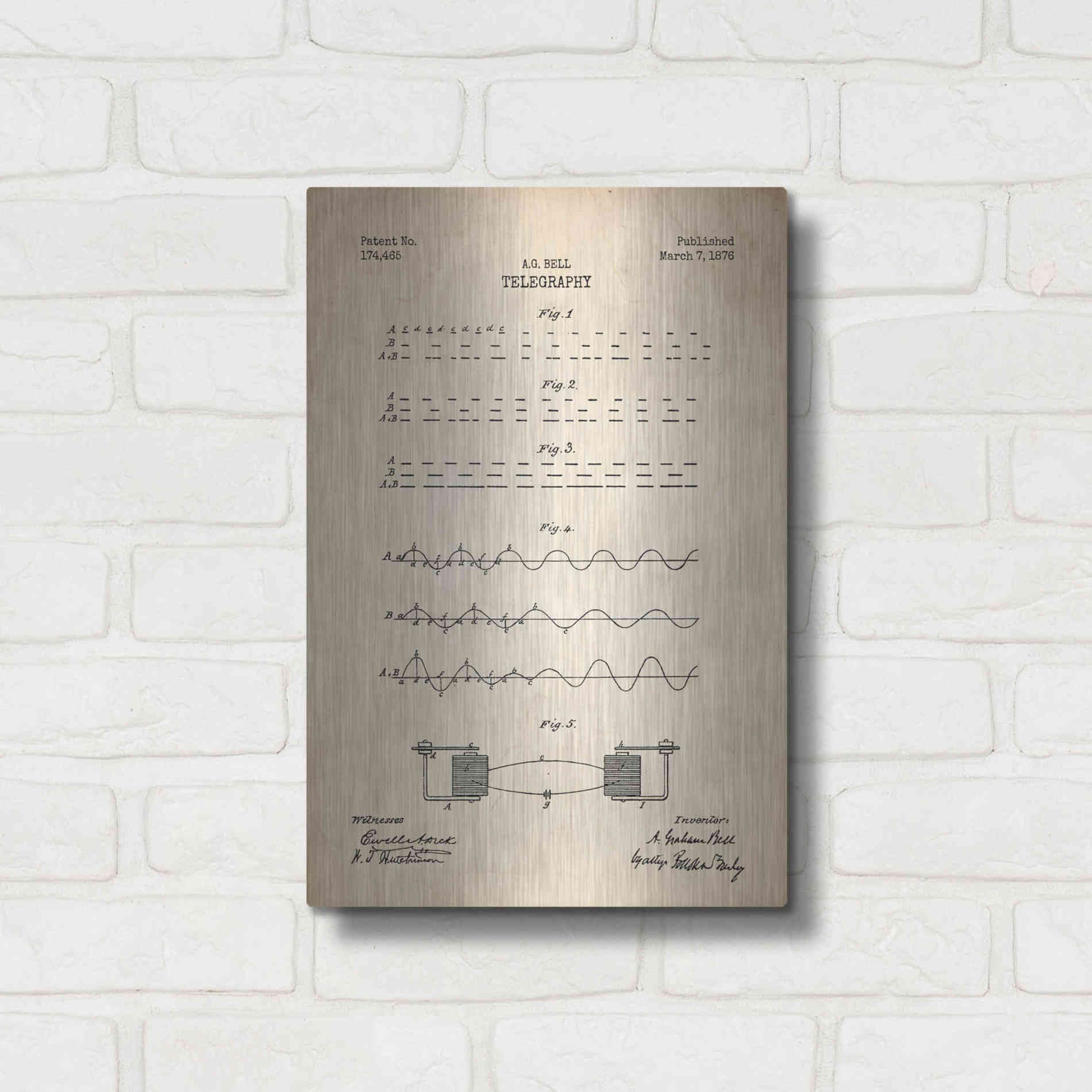Luxe Metal Art 'Telegraphy Blueprint Patent Parchment' Metal Wall Art,12x16