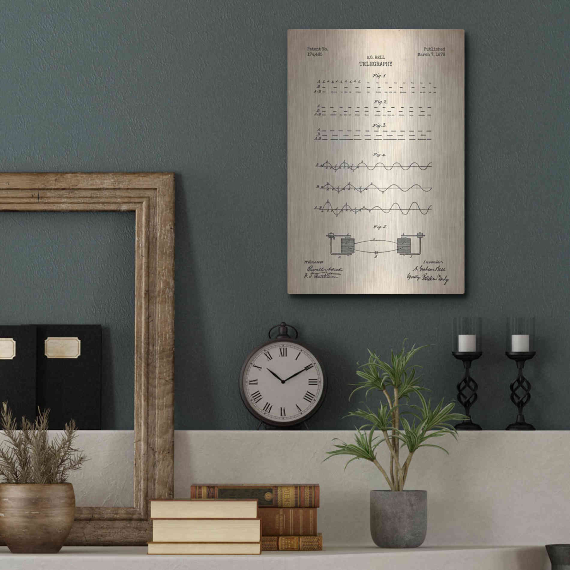 Luxe Metal Art 'Telegraphy Blueprint Patent Parchment' Metal Wall Art,12x16