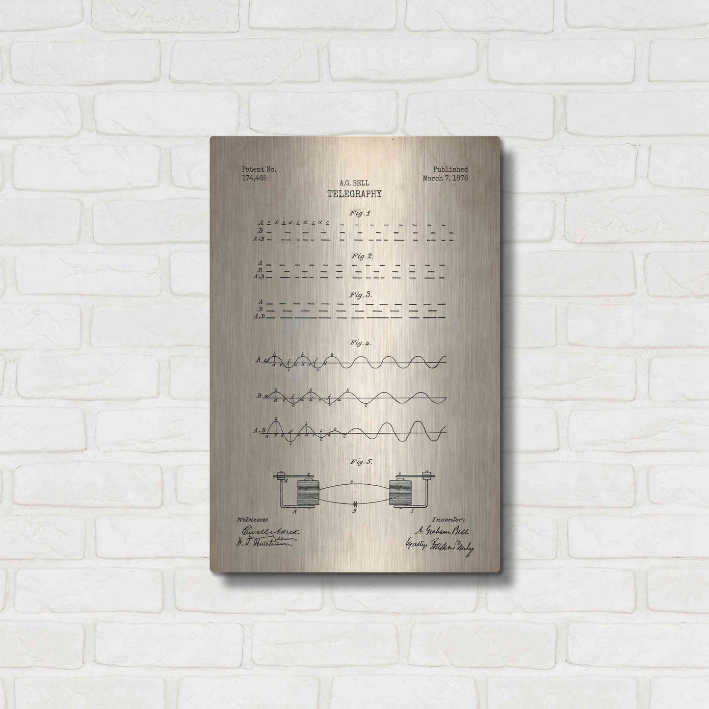 Luxe Metal Art 'Telegraphy Blueprint Patent Parchment' Metal Wall Art,16x24
