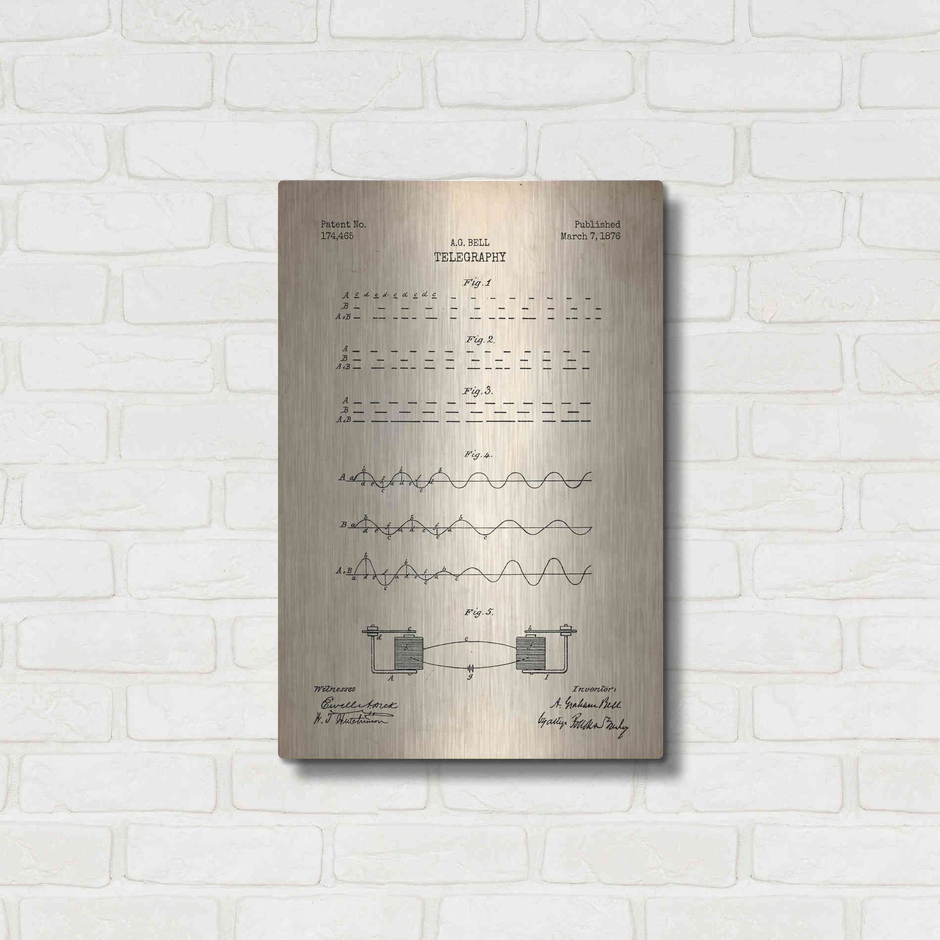 Luxe Metal Art 'Telegraphy Blueprint Patent Parchment' Metal Wall Art,16x24