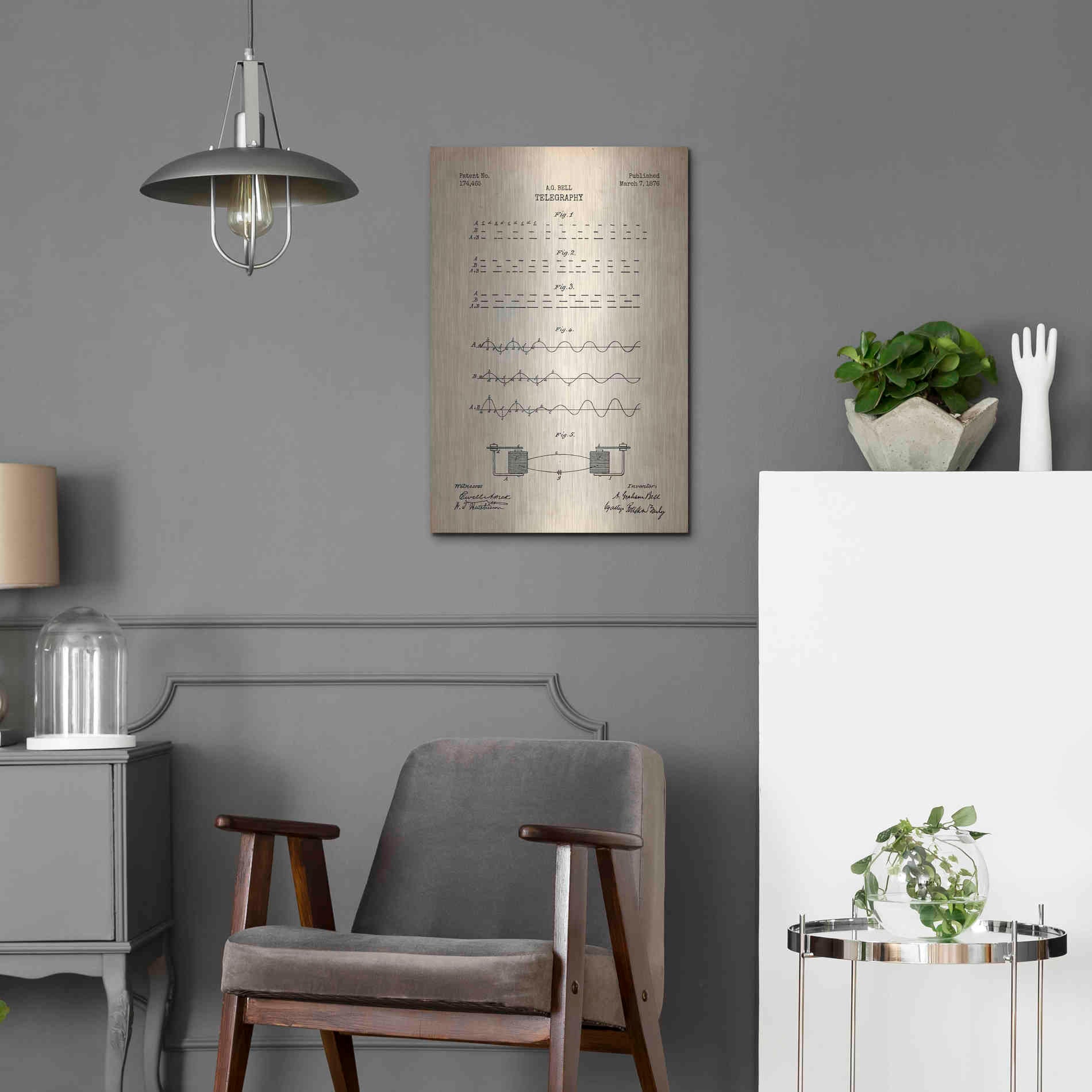 Luxe Metal Art 'Telegraphy Blueprint Patent Parchment' Metal Wall Art,16x24