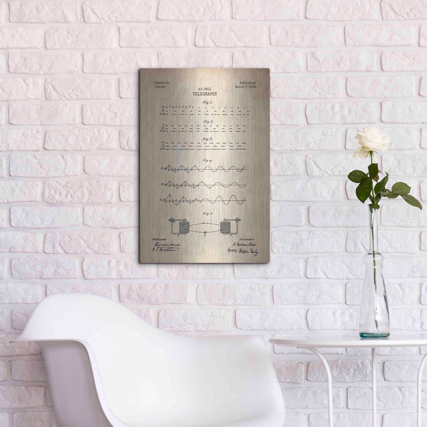 Luxe Metal Art 'Telegraphy Blueprint Patent Parchment' Metal Wall Art,16x24