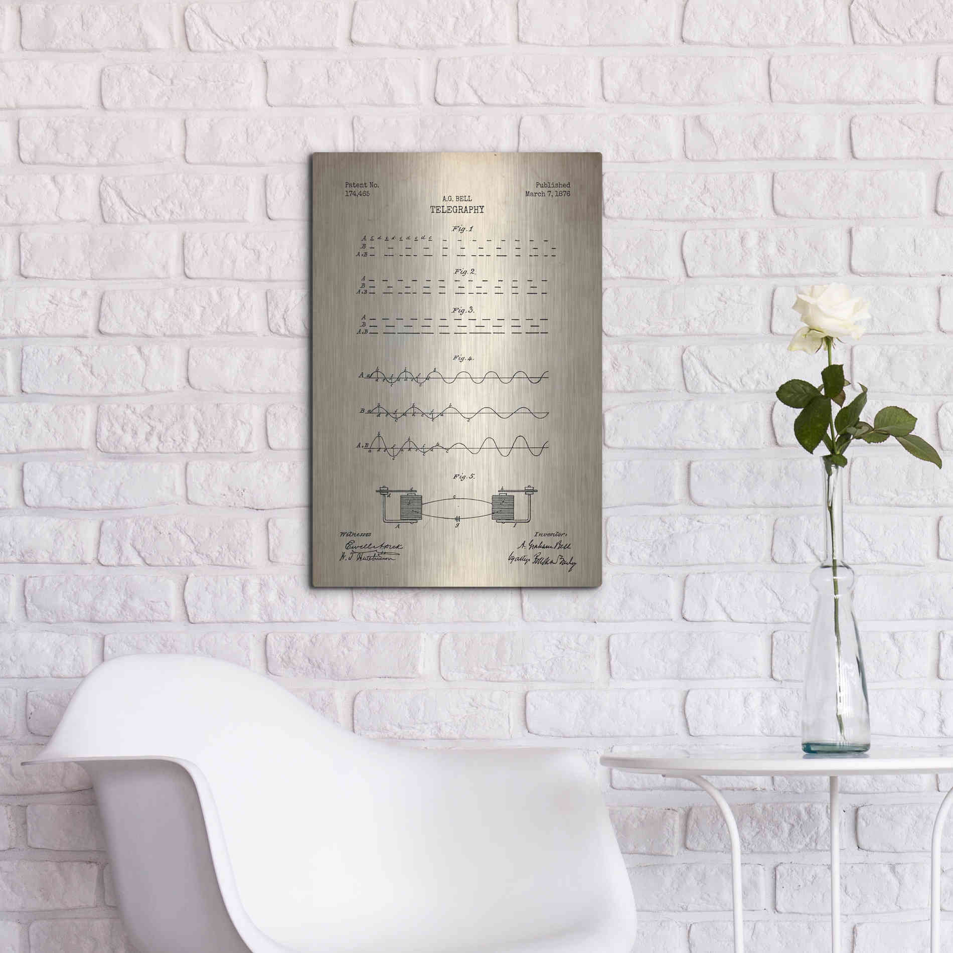 Luxe Metal Art 'Telegraphy Blueprint Patent Parchment' Metal Wall Art,16x24