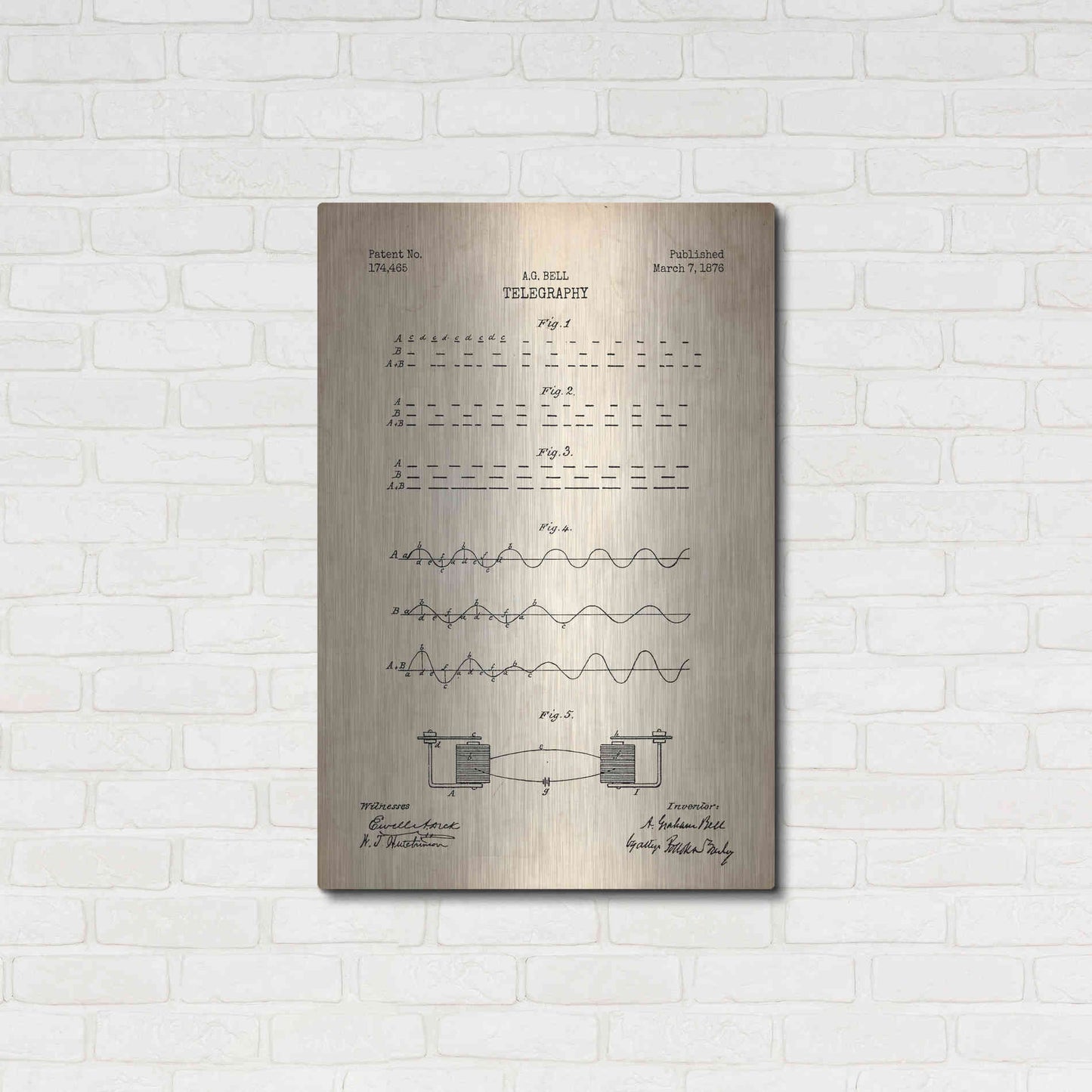 Luxe Metal Art 'Telegraphy Blueprint Patent Parchment' Metal Wall Art,24x36