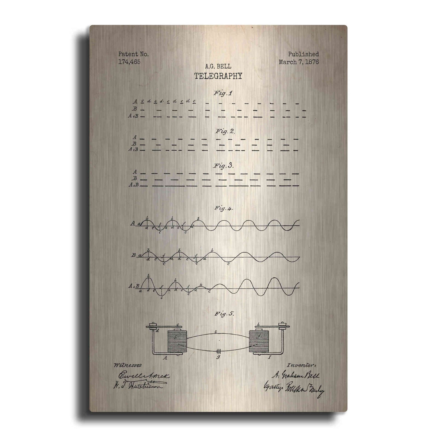 Luxe Metal Art 'Telegraphy Blueprint Patent Parchment' Metal Wall Art