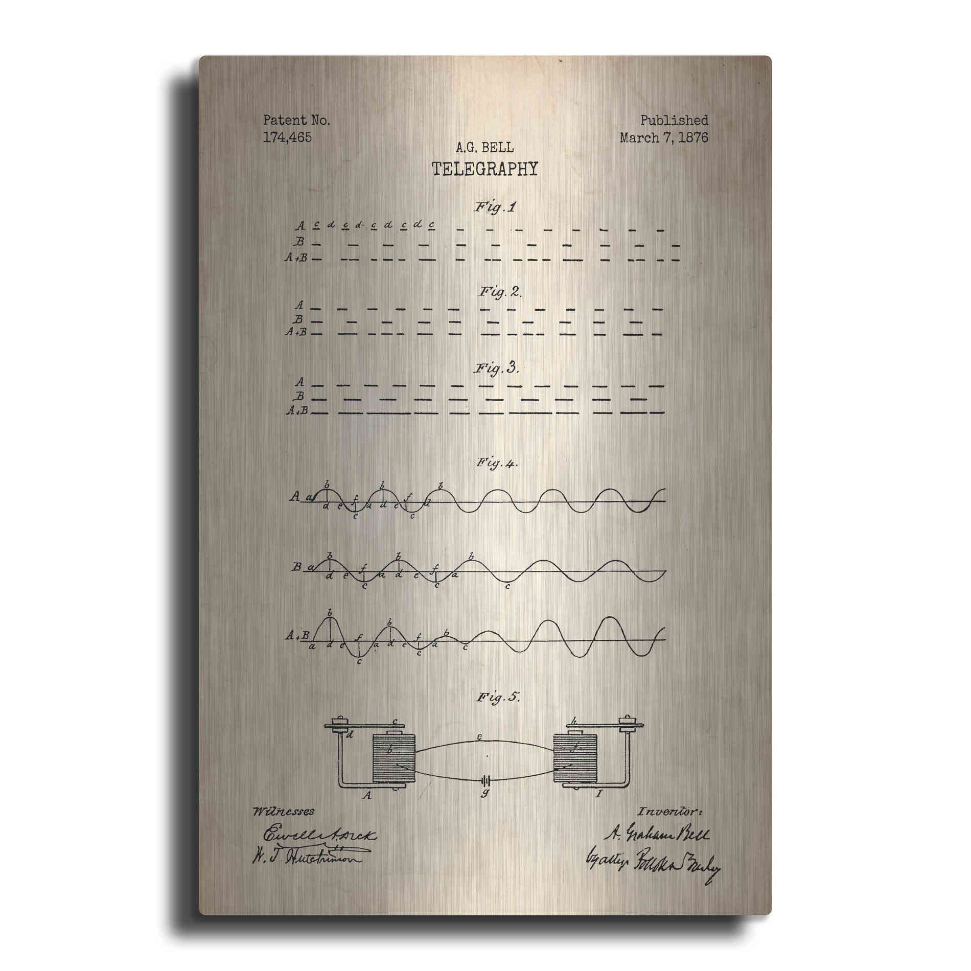 Luxe Metal Art 'Telegraphy Blueprint Patent Parchment' Metal Wall Art