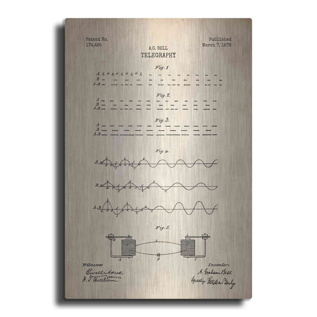 Luxe Metal Art 'Telegraphy Blueprint Patent Parchment' Metal Wall Art