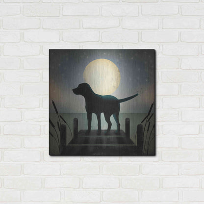Luxe Metal Art 'Moonrise Black Dog' by Ryan Fowler, Metal Wall Art,24x24