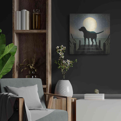 Luxe Metal Art 'Moonrise Black Dog' by Ryan Fowler, Metal Wall Art,24x24